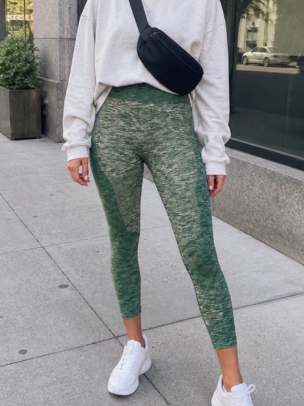 JOYLAB Green Marl Seamless High Rise Crop Leggings Athletic Yoga M
